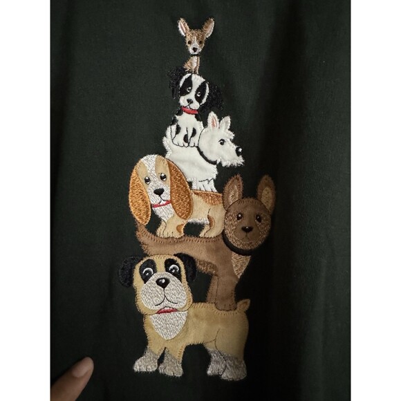 Y2K Decorated Originals M Sweatshirt Embroidered  Stacker Dogs Metallic BOHO - Picture 2 of 5